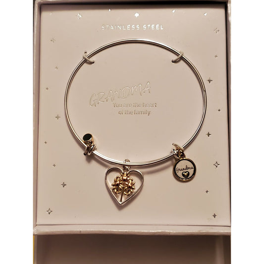 "Grandma" stainless steel charm bracelet